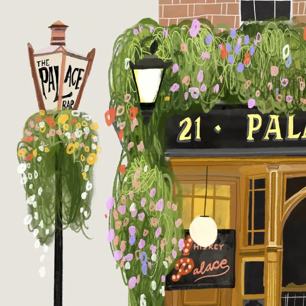 The Palace Bar, Dublin, Pub, Guinness, Bar, Ireland, Irish Art, Print, Artist, Conor Langton