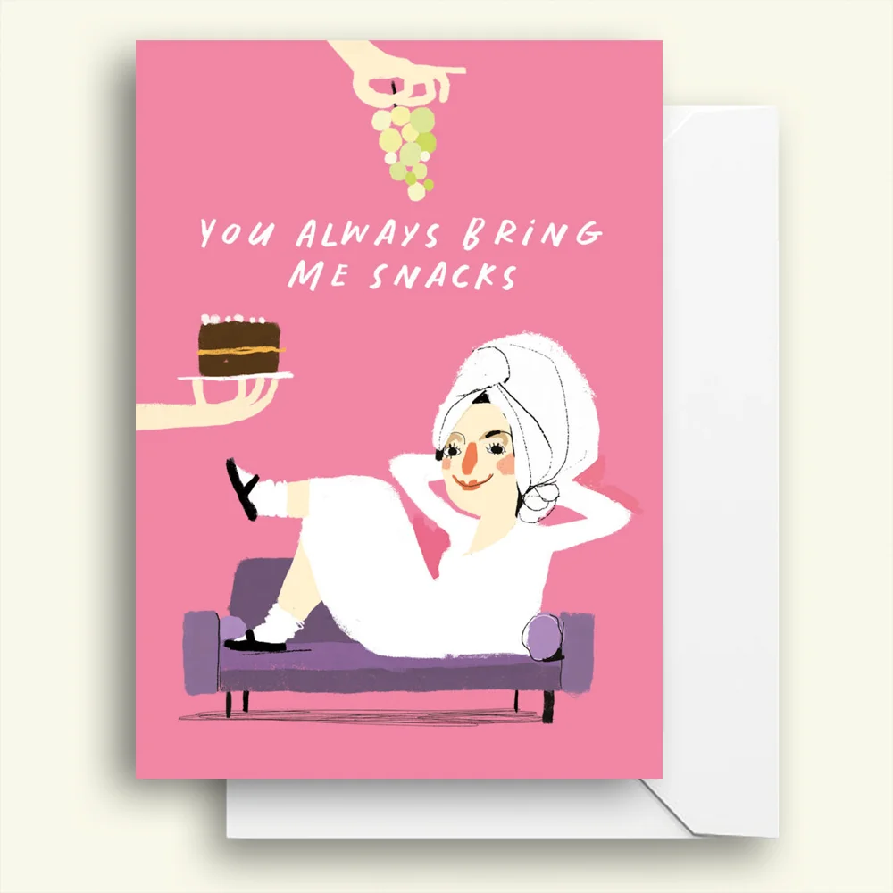 You Always Bring Me Snacks, Valentine's Day Card, Made In Ireland, Irish Design