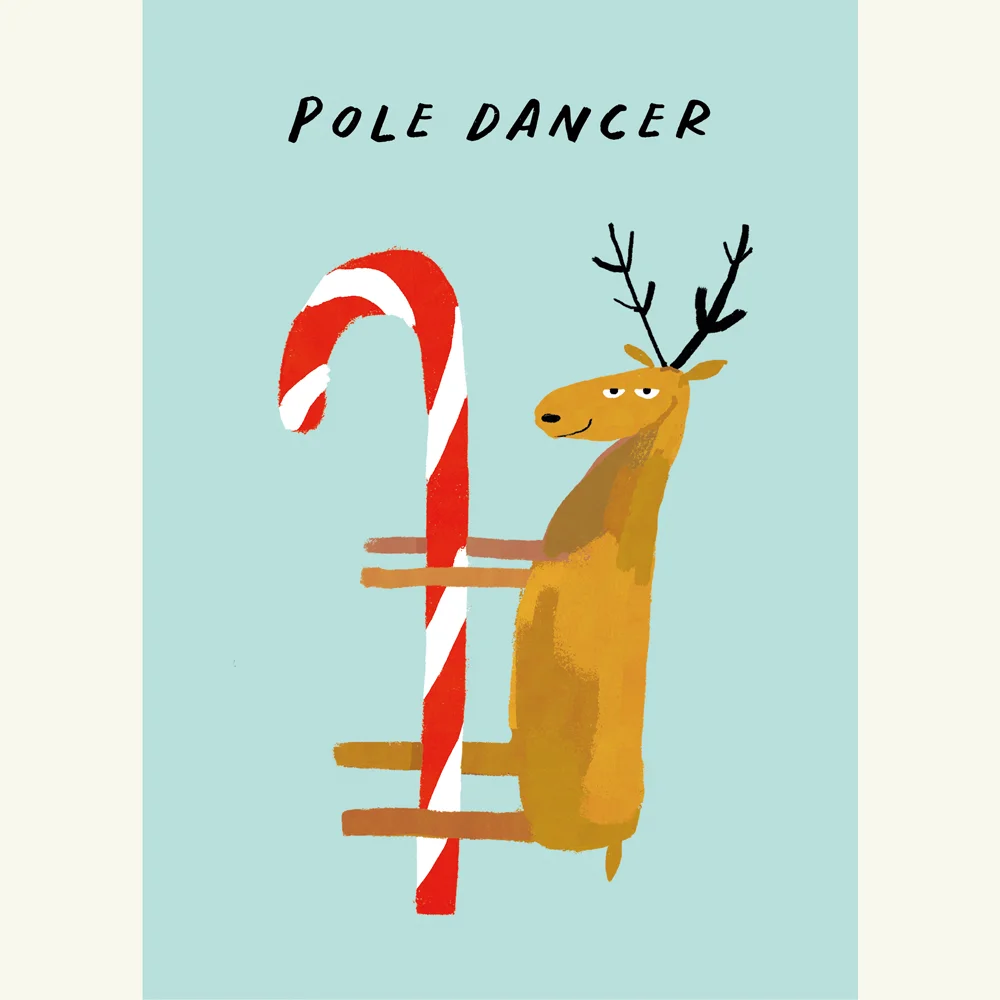 Pole Dancer, Christmas Card; Irish Design; Funny; Gild And Cage; Conor Langton; Folkster