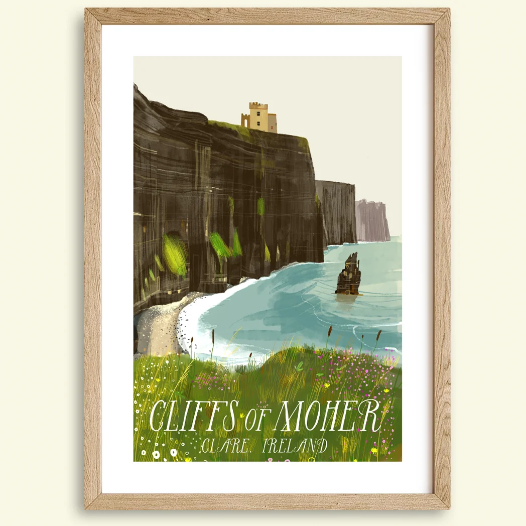 Cliffs of Moher, Clare, Ireland, Sightseeing, Sights, Backpacking, Tour, Wild Atlantic Way, Art, Print