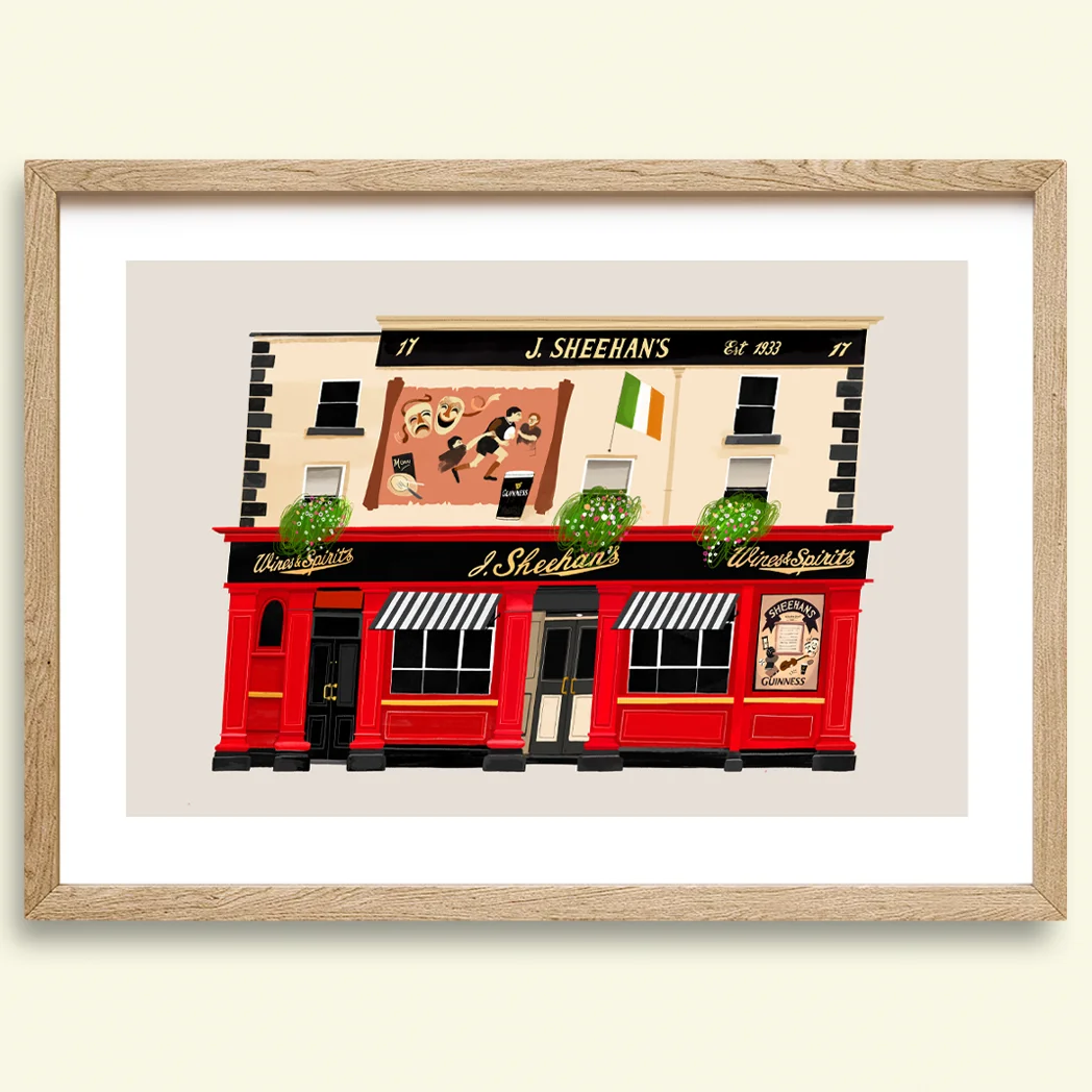 Sheehan's Pub Dublin, Ireland, Chatham Street, Art Print, Conor Langton, Dublin Pubs, Guinness