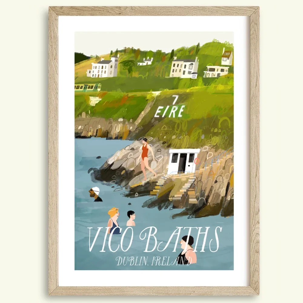 Vico Baths, Dublin, Swimming, Dalkey, Killiney, Art Print, Conor Langton, Irish Artist