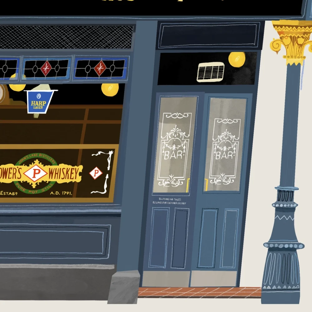 JoJohn Fallon's, The Capstan Bar, Fallons, Dublin Pub, Guinness, Art Print, Ireland, Conor Langton, Irish Art, Pubs of Ireland, Print, Artist