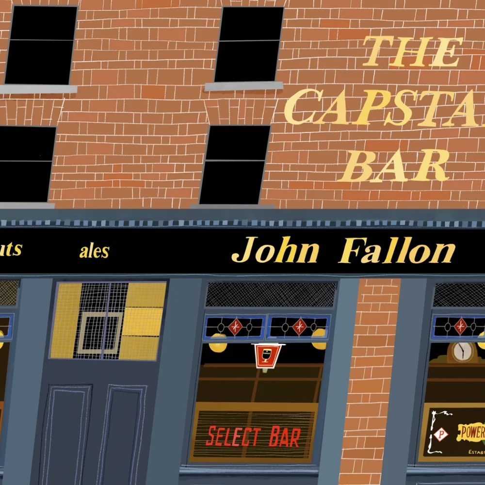 JoJohn Fallon's, The Capstan Bar, Fallons, Dublin Pub, Guinness, Art Print, Ireland, Conor Langton, Irish Art, Pubs of Ireland, Print, Artist