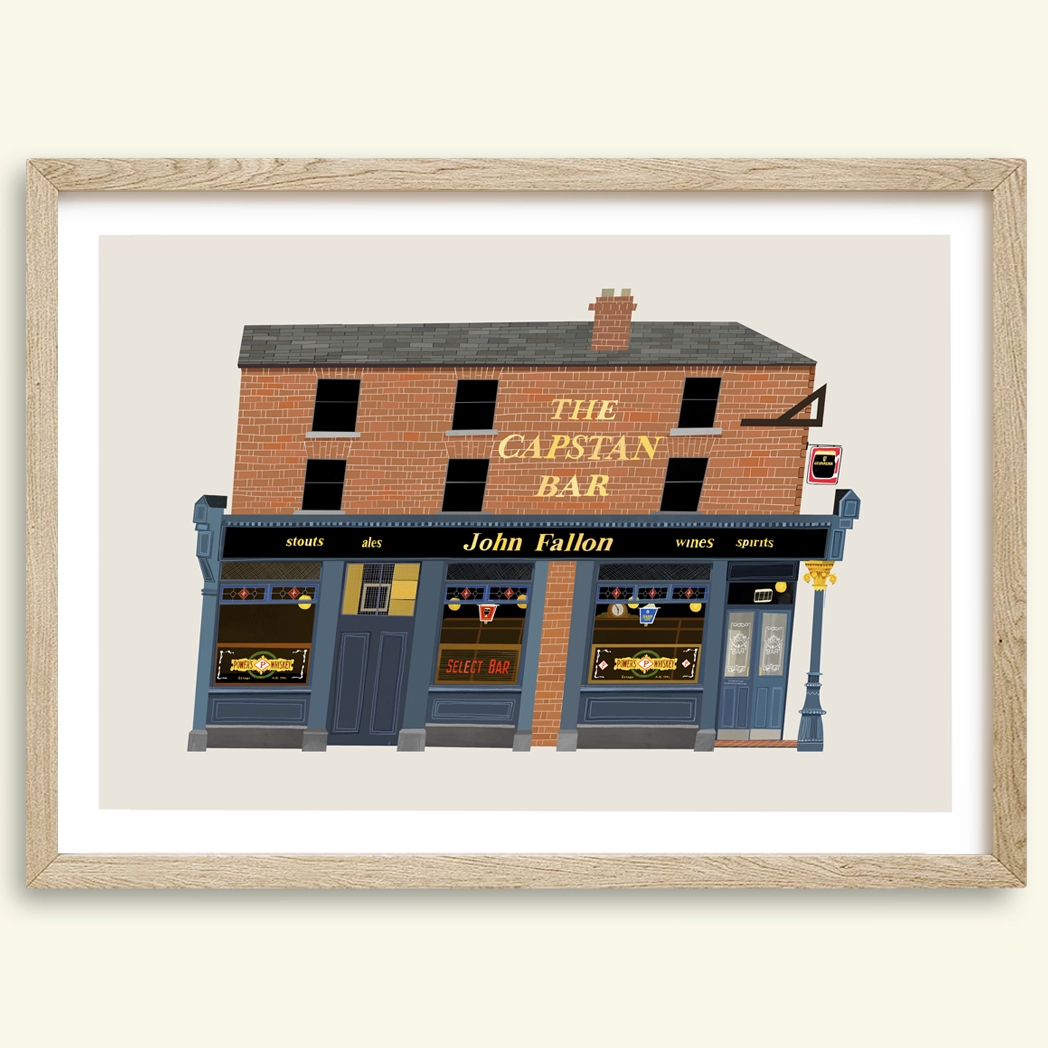 JoJohn Fallon's, The Capstan Bar, Fallons, Dublin Pub, Guinness, Art Print, Ireland, Conor Langton, Irish Art, Pubs of Ireland, Print, Artist