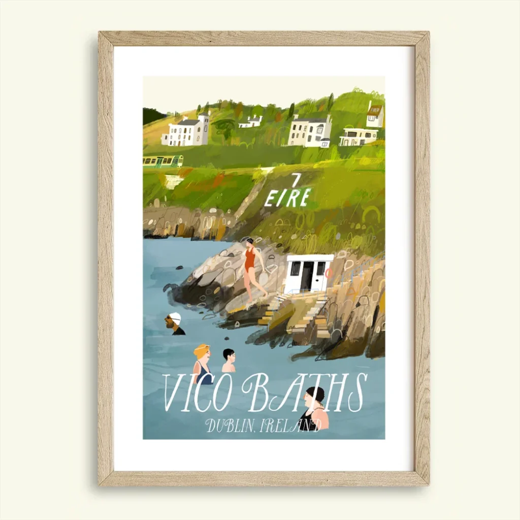 Swimming Spots of Ireland, Art Print, Irish Art, Vico Baths, The OFrty Foot, Guillamenes, Seapoint, Conor Langton, Framed Prints, Personalised Prints