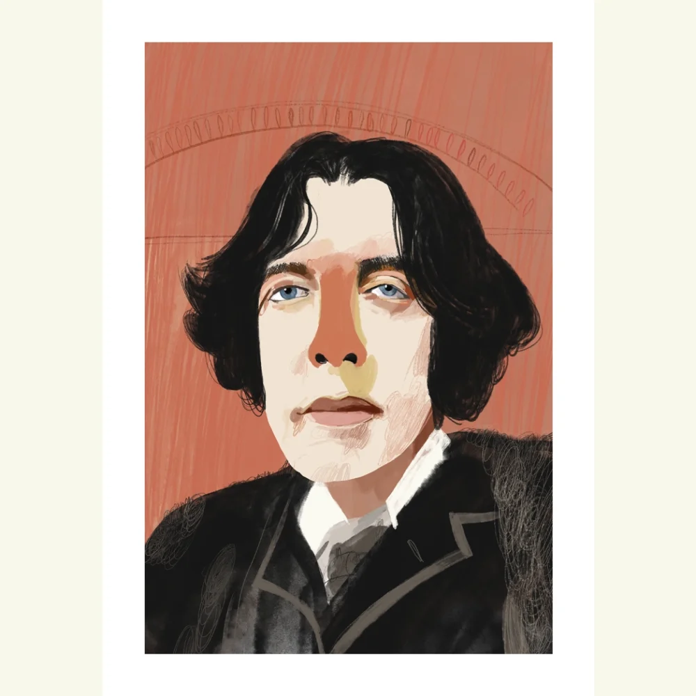Oscar Wilde portrait art print by Conor Langton, featuring the famous playwright and poet known for The Picture of Dorian Gray and The Importance of Being Earnest.