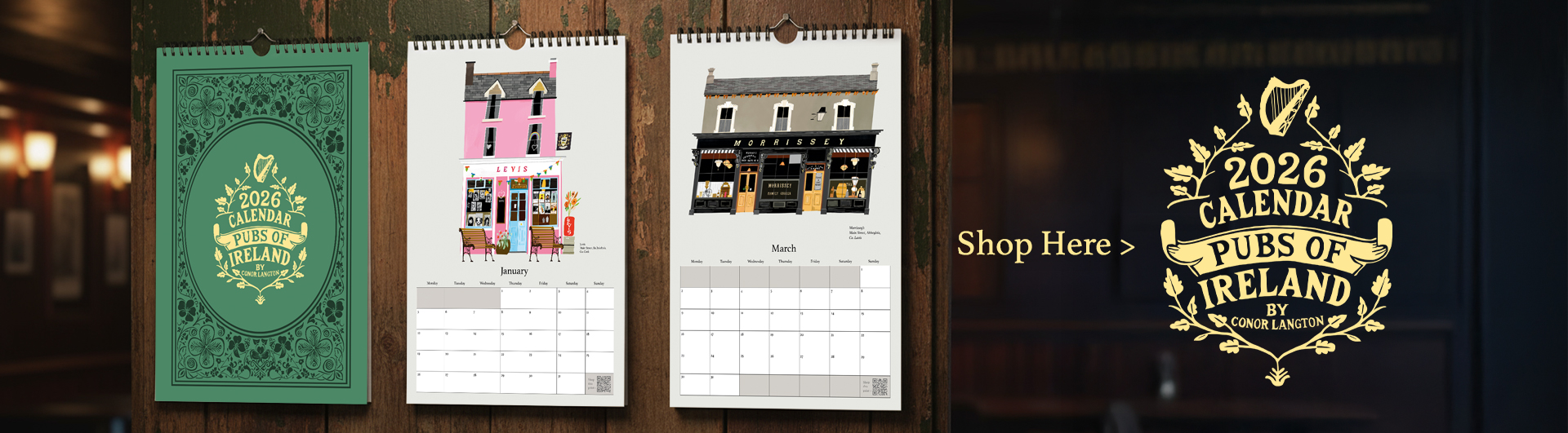 2026 Pubs Of Ireland Calendar by Conor Langton