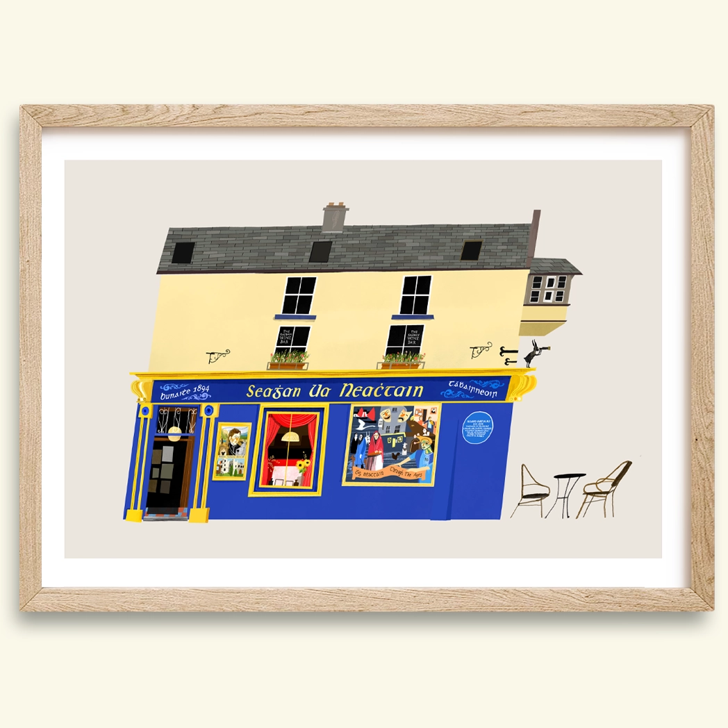 Tigh Neachtain’s Galway pub illustration print by Conor Langton