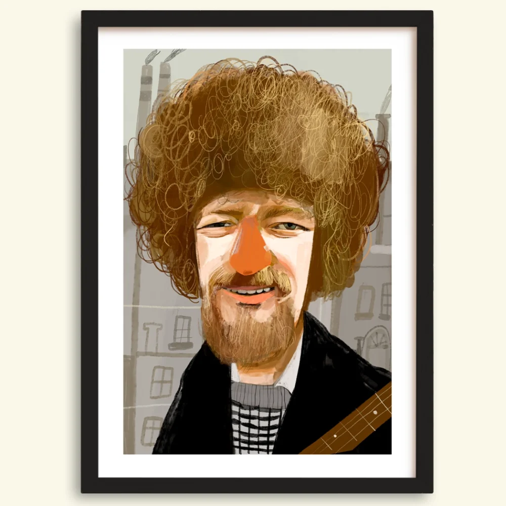 Portrait painting of Luke Kelly of The Dubliners by Irish artist Conor Langton