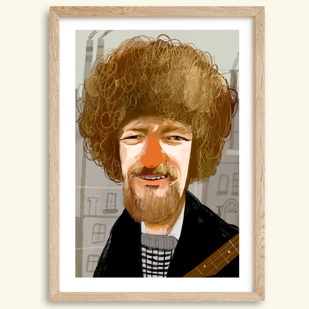Portrait painting of Luke Kelly of The Dubliners by Irish artist Conor Langton