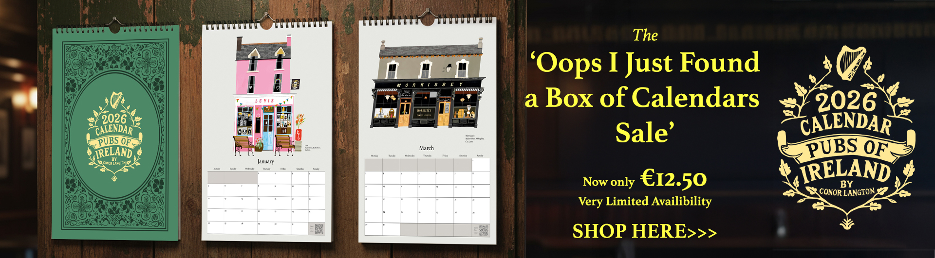2026 Pubs Of Ireland Calendar by Conor Langton