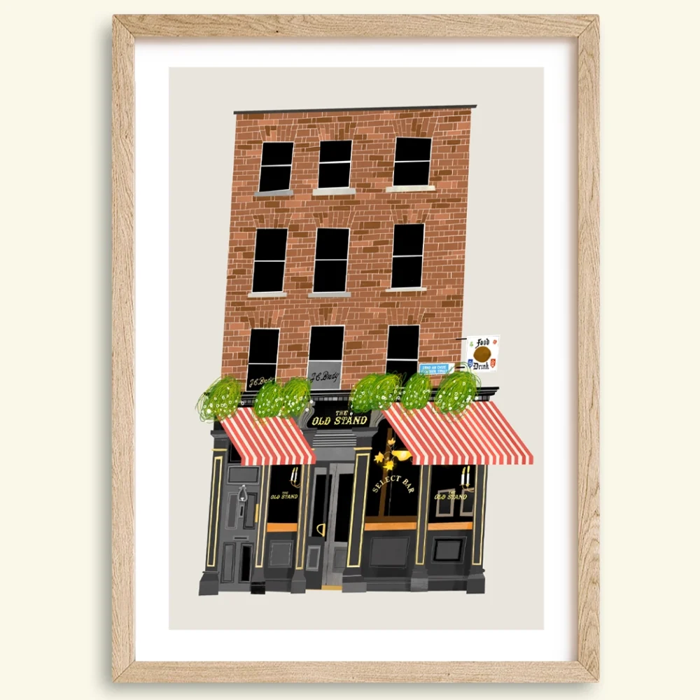 Painting of The Old Stand Dublin pub by Irish artist Conor Langton