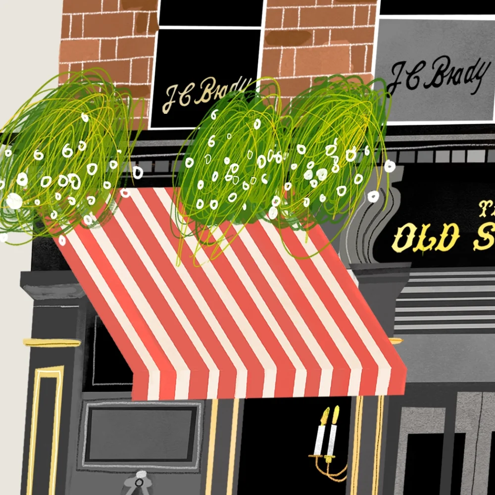 Painting of The Old Stand Dublin pub by Irish artist Conor Langton