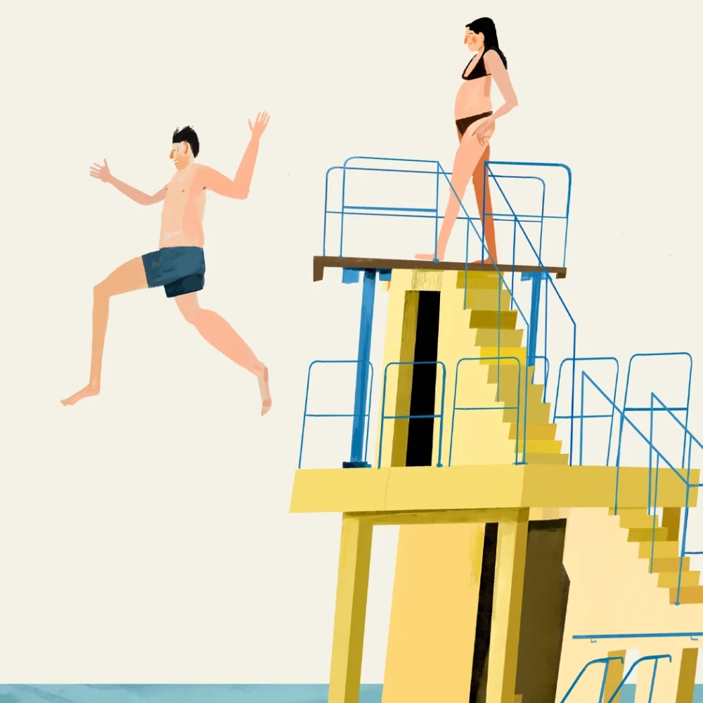 Painting of the Blackrock Diving Tower in Salthill, Galway by Irish artist Conor Langton