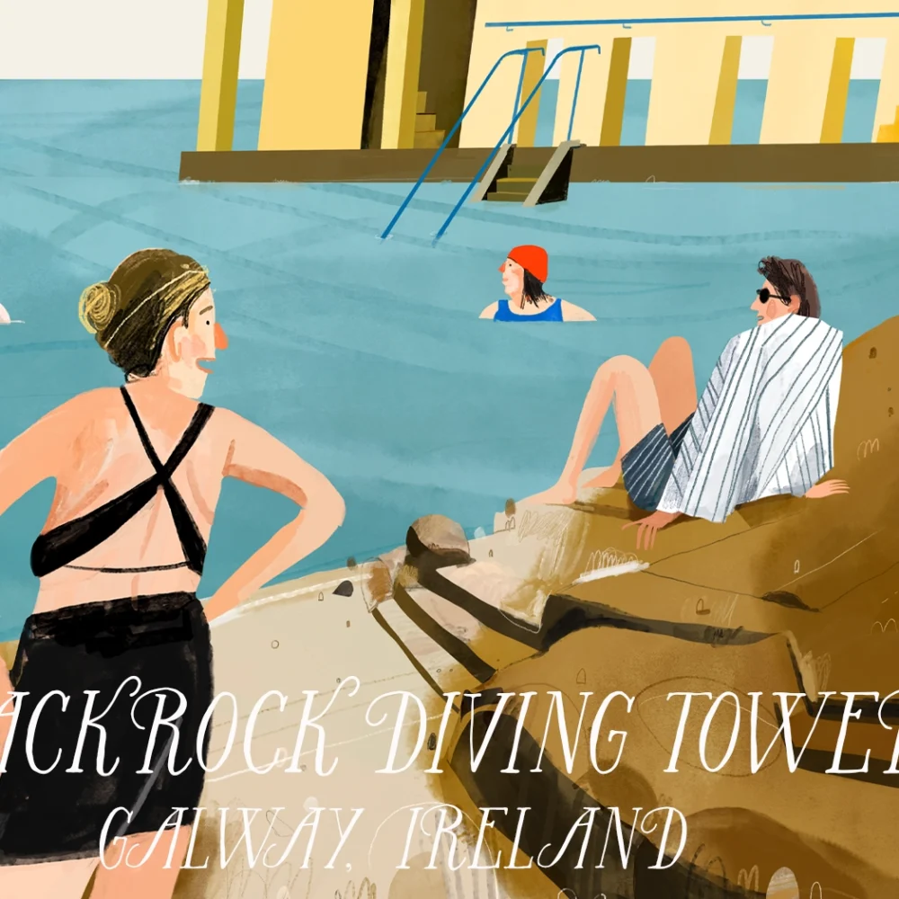 Painting of the Blackrock Diving Tower in Salthill, Galway by Irish artist Conor Langton