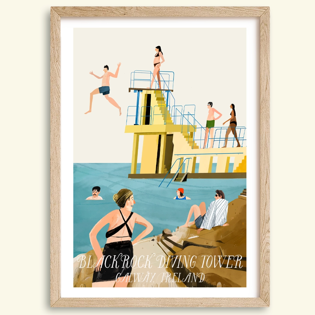 Painting of the Blackrock Diving Tower in Salthill, Galway by Irish artist Conor Langton