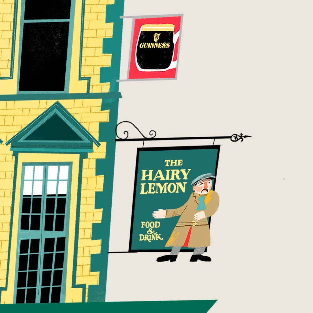 Painting of The Hairy Lemon pub in Dublin by Irish artist Conor Langton