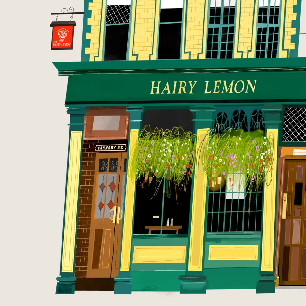 Painting of The Hairy Lemon pub in Dublin by Irish artist Conor Langton