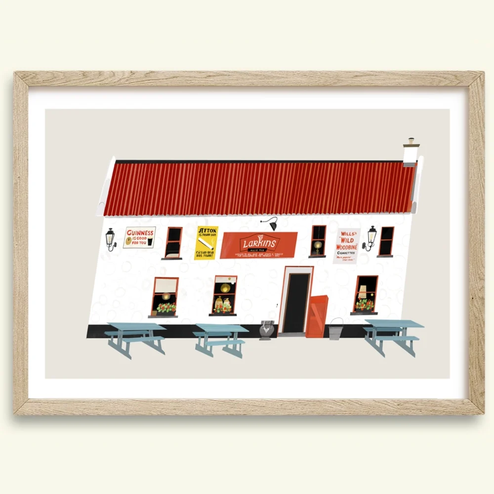 Painting of Larkin's Bar in Garrykennedy, Tipperary by Irish artist Conor Langton