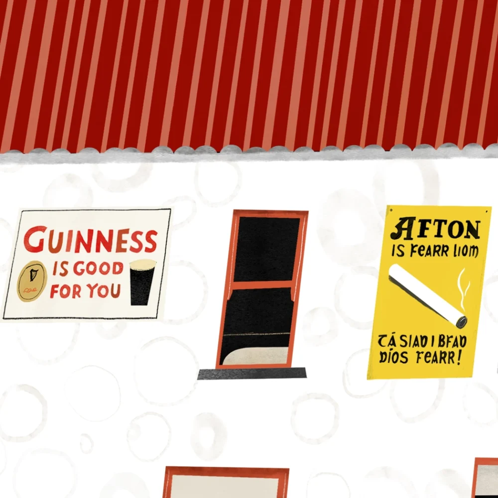 Painting of Larkin's Bar in Garrykennedy, Tipperary by Irish artist Conor Langton