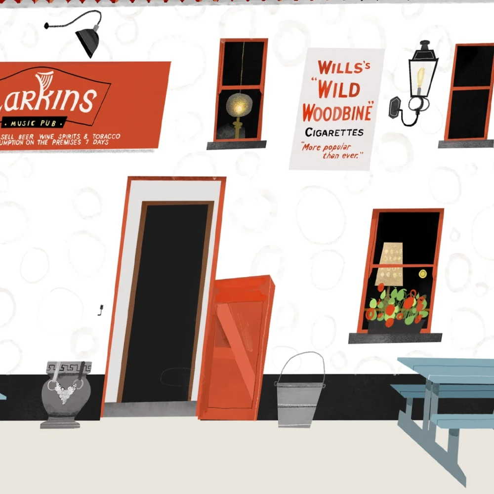 Painting of Larkin's Bar in Garrykennedy, Tipperary by Irish artist Conor Langton