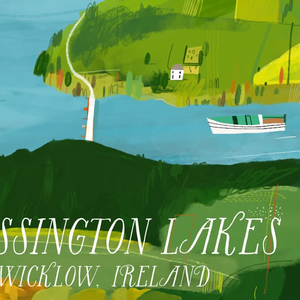 Painting of Blessington Lakes in County Wicklow by Irish artist Conor Langton