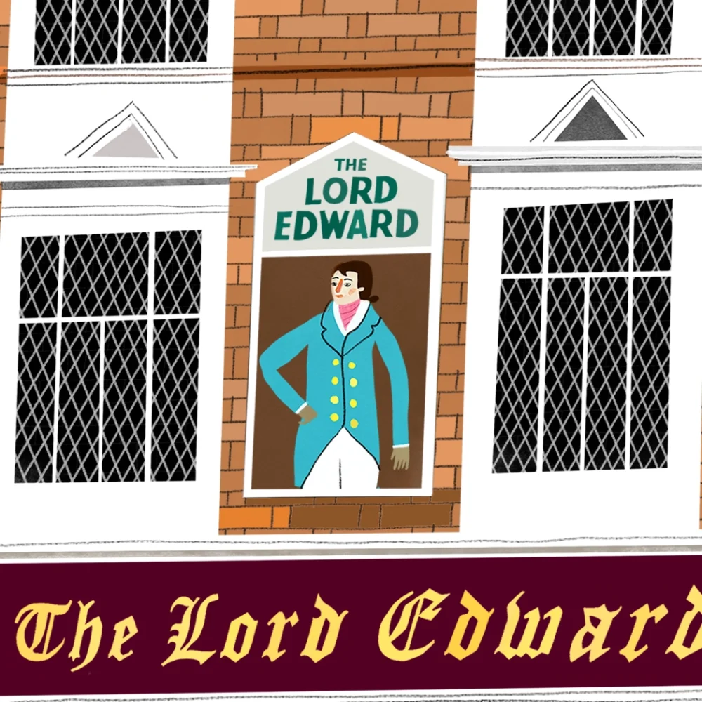 Painting of The Lord Edward pub in Dublin by Irish artist Conor Langton