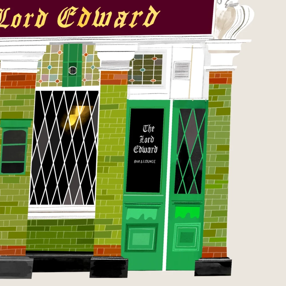 Painting of The Lord Edward pub in Dublin by Irish artist Conor Langton
