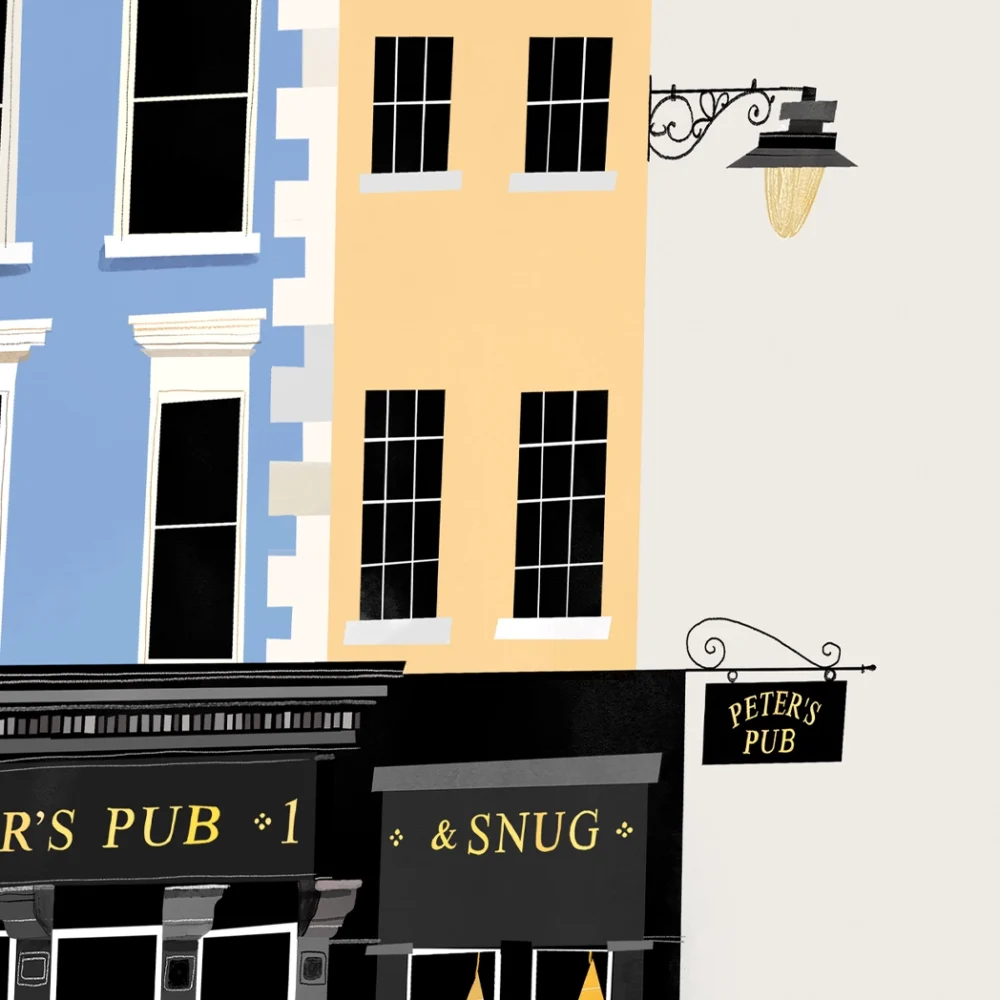 Painting of Peter's Pub in Dublin by Irish artist Conor Langton