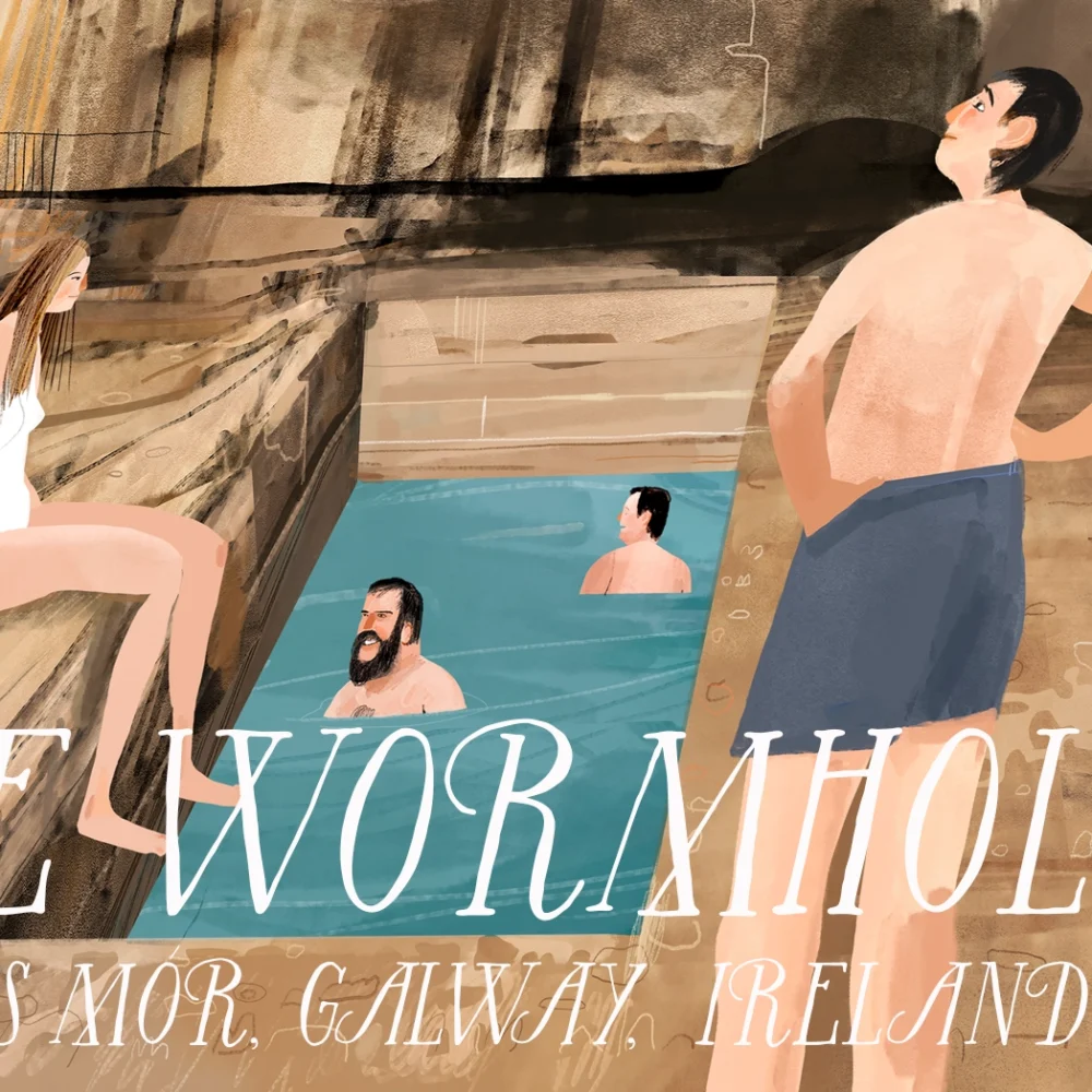 Painting of the Wormhole on Inis Mór in the Aran Islands by Irish artist Conor Langton