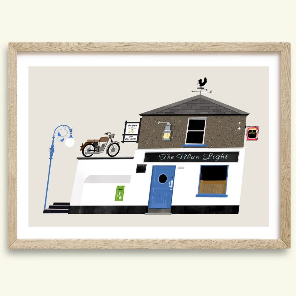 Painting of The Blue Light pub in Dublin by Irish artist Conor Langton