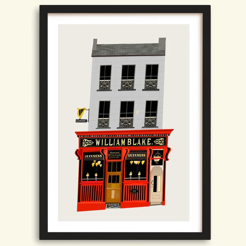 Blake's of the Hollow Enniskillen pub print in a black frame