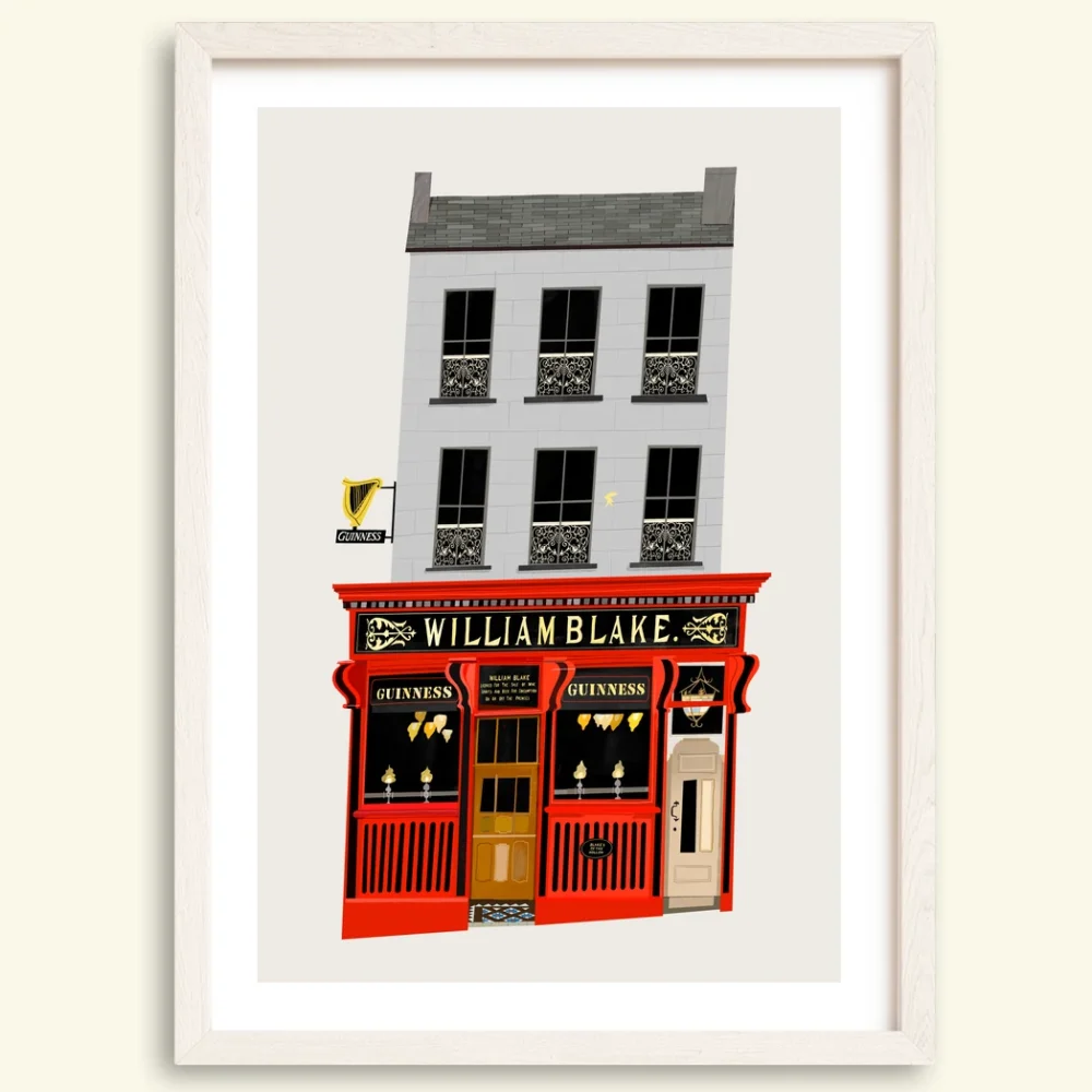 Blake's of the Hollow Enniskillen pub print in a white frame
