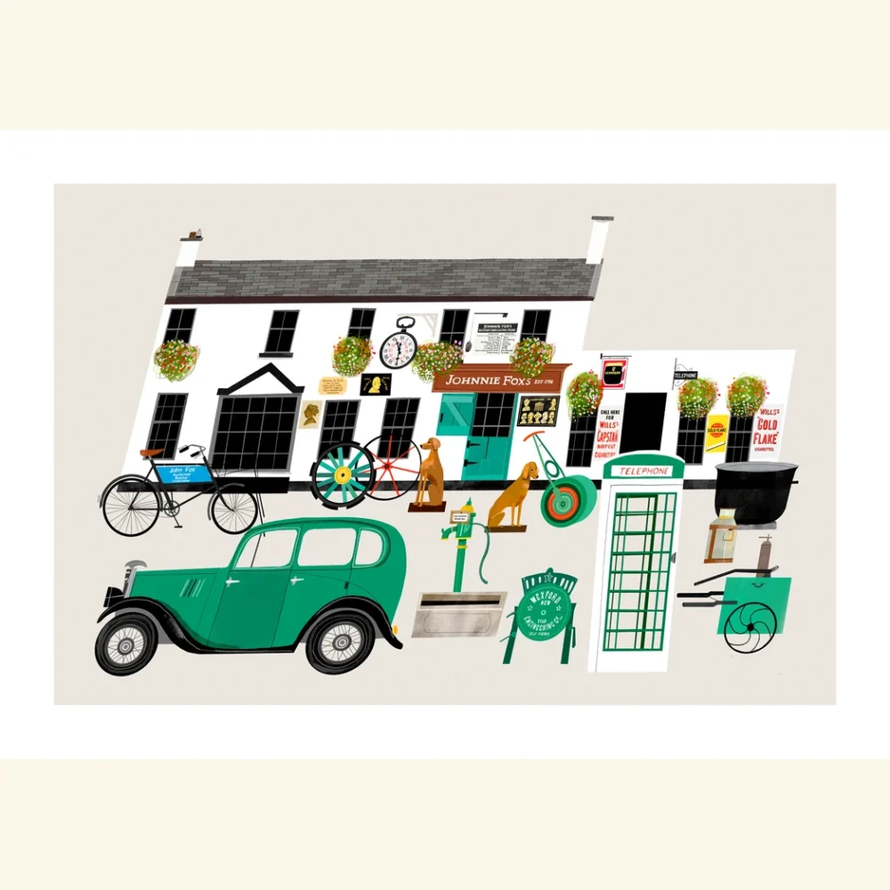 Johnnie Fox's Glencullen pub print, unframed